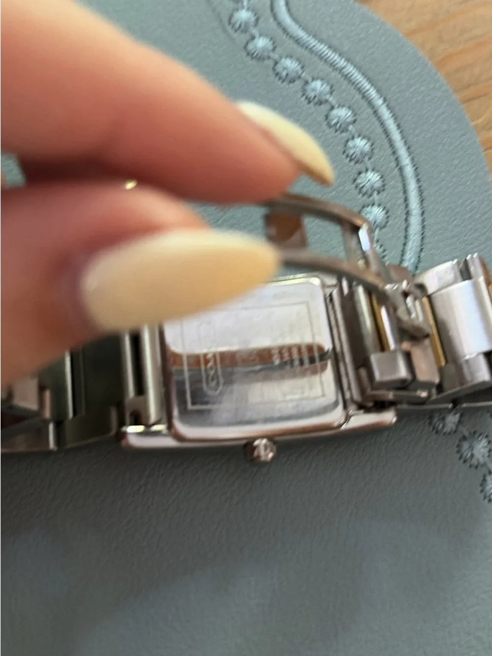 Coach Swiss Quartz Watch W502B Silver Steel Rectangle